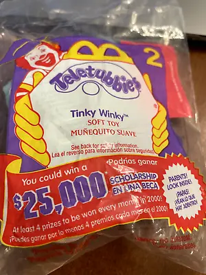 McDonald's 2000 Teletubbies Tiny Winky Purple MIP $25000 Scholarship Insert • $10