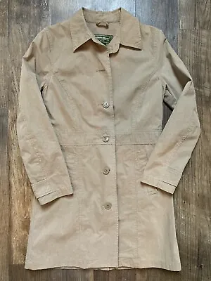 Eddie Bauer Trench Coat XS Beige Long Sleeve Button Women’s • $30