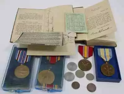 US WWII Military Memorabilia - New Testament Prayer Book Letter Medals & Coin • $89
