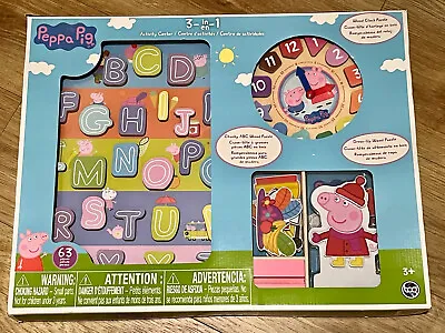 £15 • Buy Peppa Pig Wooden 3-in-1 Activity Center 63 Pieces ABC Clock & Dress Up Puzzles