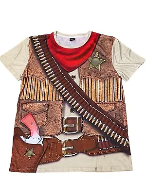Rare Funny World Sheriff Cowboy T-Shirt Halloween Costume Size Adult XL Western • $19.99