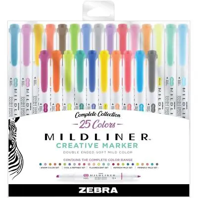 Zebra Mildliner Dual Tip Highlighter Creative Marker Pens - Full Set Of 25 • $66.99