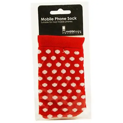 Cute Red And White Polka Dot Phone Sock Case Cover For IPhone HTC Samsung NEW • £2.49