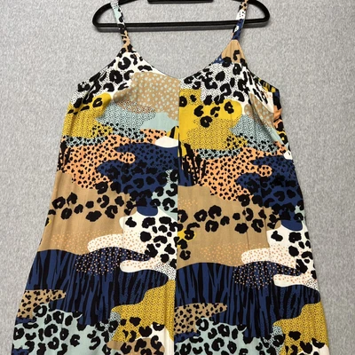 $17.95 • Buy SARA Womens Dress 14 Large Yellow Boho Gorman-esque Animal Print Cololurful
