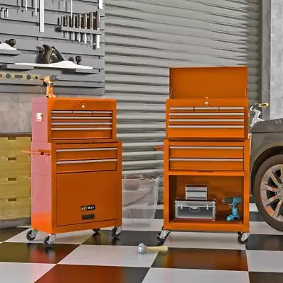 8 Drawers Tool Chest Storage Cabinet Tool Box With Wheels Cabinet Rolling Orange • $197.99