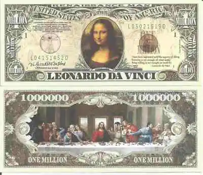 Leonardo Da Vinci Renaissance Man Million Dollar Bills X 2 Mona Lisa Last Supper • £1.99