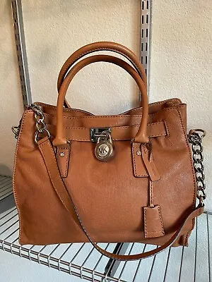 Michael Kors Hamilton Cognac Leather Satchel Shoulder Bag • $75