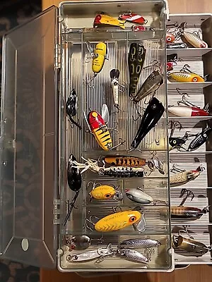 Grandpa's Tackle Box Full Of Old  Lures Heddon C.C.B.Co~Fred Abrogast~ Pflueger  • $9