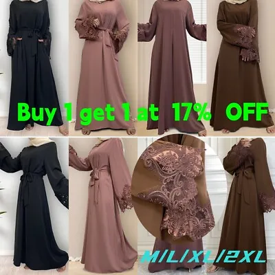 Women Abaya Jilbab Kaftan Long Maxi Dress Muslim Dubai Abayas Cardigan Robe UK • £22.18