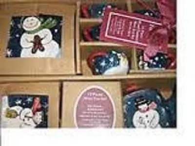 Holiday Snowmen 15 Piece Mini Tea Set Service For 4 Christmas Holiday Gift New • $27.50