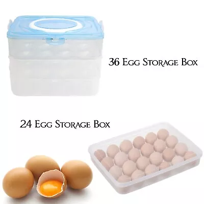 Egg Holder Boxes Tray Storage Box Eggs Refrigerator Container Plastic Case  • £8.99