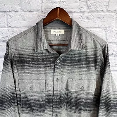 Madewell J Crew Gray Heather Stripe Brushed Flannel Long Sleeve Shirt Size Large • $24.99