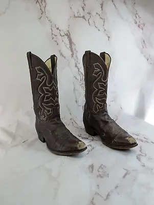 Vintage Cowboy Boots Mens 9.5 Brown Silverado Leather Western USA  • $35.85