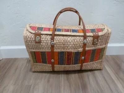 Vintage Straw Suitcase/Tote Carry-On • $50