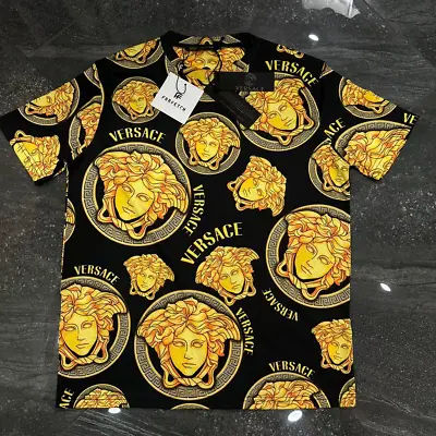 Men's  Versace T Shirt Black / Gold American All Size Short Sleeve • $50