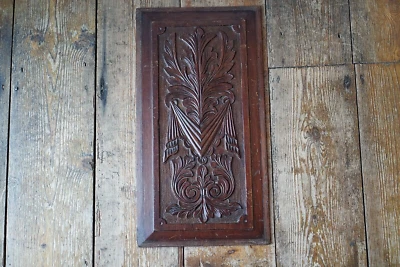 £50 • Buy Antique Hand Carved Wood Panel Botanical Cabinet Chest Decorative