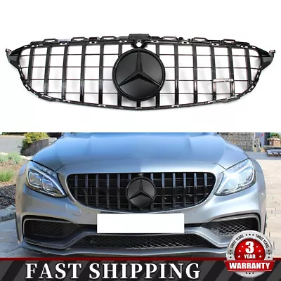 Black GTR Grille Grill W/Star For Mercedes Benz C-Class W205 C200 C300 2015-2018 • $82.74