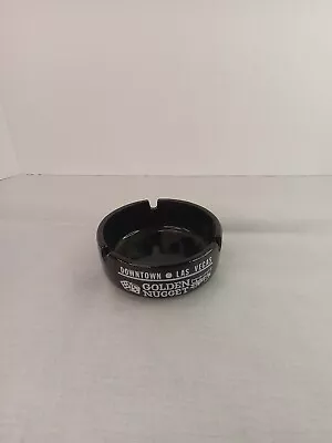 Vintage GOLDEN NUGGET Black Glass Las Vegas Casino Ashtray • $7.50