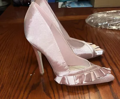 JustFab PUMPS Tori Blush Hi High Heels Stiletto Satin • $14