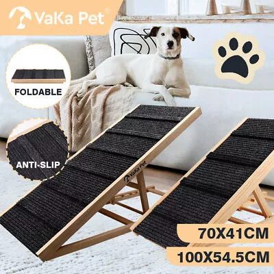 Foldable Dog Pet Ramp Adjustable Height Stairs Steps For Bed Sofa Car Antiskid • $39.99