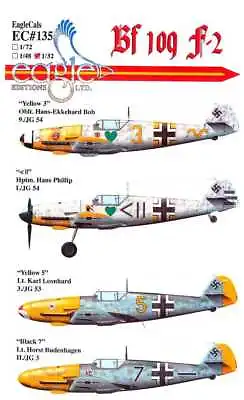 EagleCals Decals 1/32 MESSERSCHMITT Bf-109F-2 Fighter JG3 JG53 & JG54 • $16.50