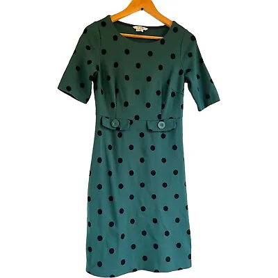 £44.26 • Buy Boden Dress 4 Women's Audrey Polka Dot Shift Ponte Knit Retro Blue Green Black