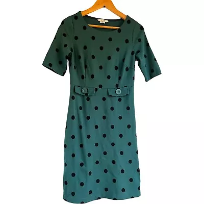 £44.26 • Buy Boden Dress 4 Women's Audrey Polka Dot Shift Ponte Knit Retro Blue Green Black
