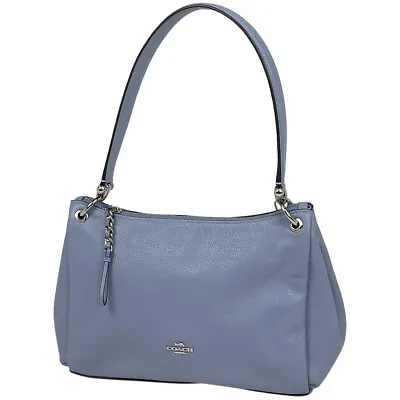 COACH Small Mia Tote Bag One Shoulder Tote Bag Leather Light Blue F73196 Women • $141