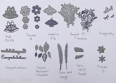 £2.50 • Buy TATTERED LACE MINI DIES 3 - Flowers Leaves Cherry Pie, Dragonfly Congratulations
