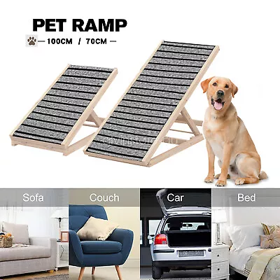 Foldable Dog Pet Ramp Adjustable Height Dogs Stairs For Bed Sofa Car 70cm /100cm • $45.99