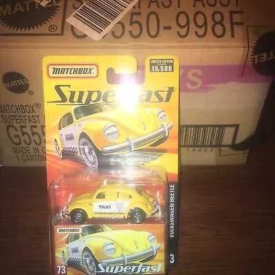 Matchbox Superfast Volkswagen Beetle Taxi Yellow #73 VW Bug Samba Bus Micro 1:64 • $19.99