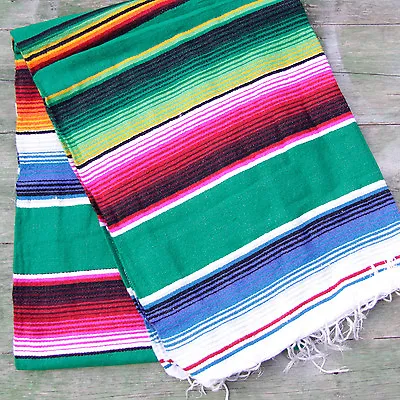 £32 • Buy Mexican Stripey Blanket - Green