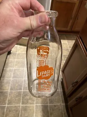 Lepage’s Dairy ACL Quart Milk Bottle Lewiston Maine ME • $19.99