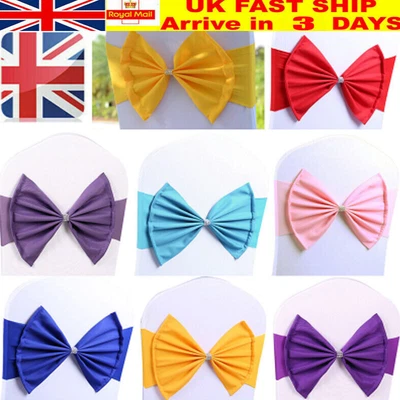 £9.99 • Buy Spandex Elasticity Stretch Chair Cover Bow Band Wedding Decor 10-100pcs UK