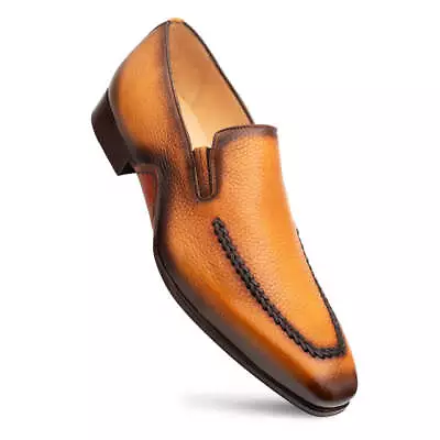 NEW Mezlan Dress Slip On Shoes Apron Front Opanka Loafer Genuine Leather Cognac • $425