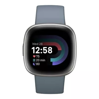 Fitbit Versa 4 Smart Fitness Watch (Waterfall Blue/Platinum) • $298