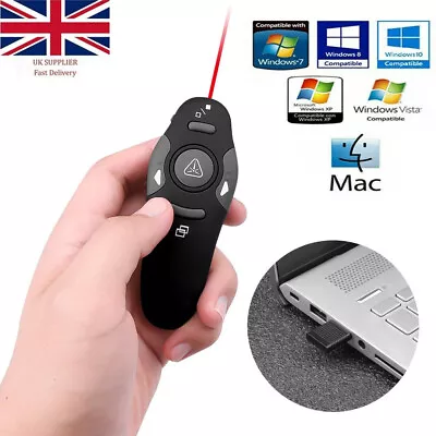 For PC Power Point Presentation Remote Wireless Presenter Laser Pointer Clicker • £5.79