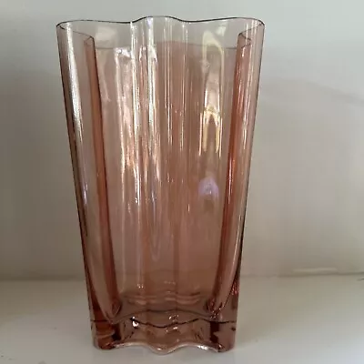 Vintage Hand Blown Pink Salmon Colored Curved Vase- Aalto Rosenthal Like • $80