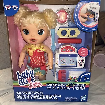 Hasbro Baby Alive Super Snacks Snackin' Treats Blonde Curly Hair Diapers Food + • $38.96