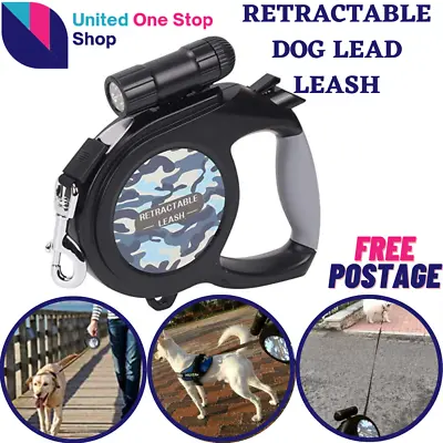 £15.99 • Buy 8M Retractable Dog Lead, Pet Leash With Led Flashlight Extendable Dog Tape Leads