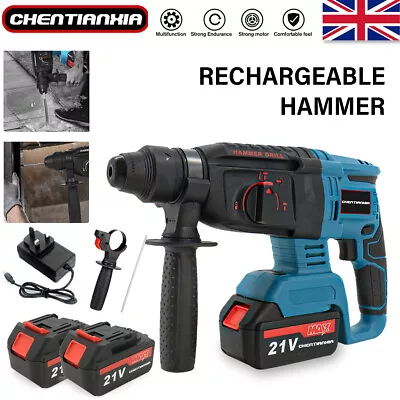 For Makita 21V Cordless Drill SDS Rotary Electric Impact Hammer With 2 Batteries • £46.99