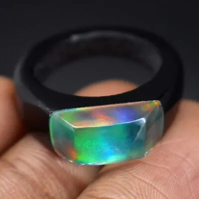 4.68 Gm Natural Fire Opal On Black Onyx Statement Ring US 9 For Men & Women • $26.99