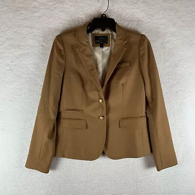 J. CREW Schoolboy Blazer Jacket Women's 4 Camel Notch Lapel Single Breasted 8587 • $45