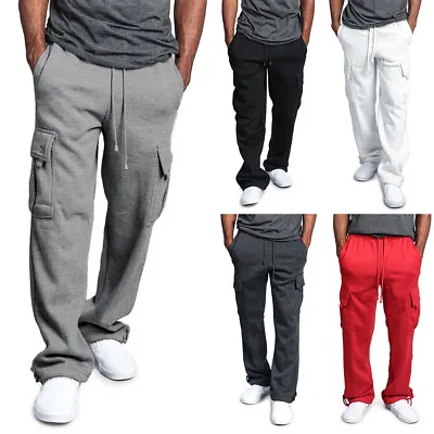 Mens Elastic Waist Drawstring Pocket Pants Casual Work Loose Trousers Sweatpants • $31.82