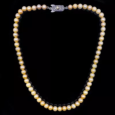Authentic Vintage Japanese Mikimoto Cultured Pearl Necklace Sterling Silver • $299.27