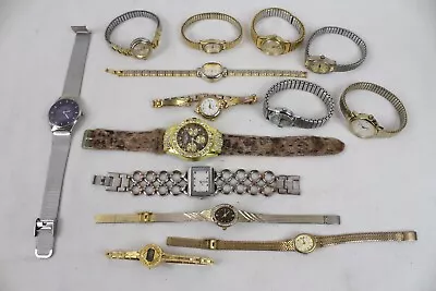 14 Vintage Ladies Watch Wristwatch Lot Gold Tone Waltham Jaclyn Smith Frondini • $27.99