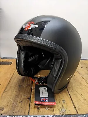 Davida Classic Speedster V3 Open Face Helmet Black W/ Dual Blk Stripe Small • $228.89