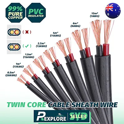Flexible Twin Core Oxygen Free Copper Wire Dual Sheath Hook Up Electrical Cable • $15.80