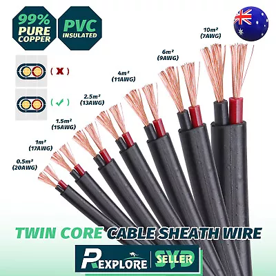 Twin Copper Core Wire Dual Sheath Flexible Cable Trailer Boat 4WD Auto Wiring AU • $39.98