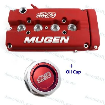 MUGEN Racing Rocker Valve Cover W/ Oil Cap Red For Honda Civic B16 B17 B18 VTEC • $125.24